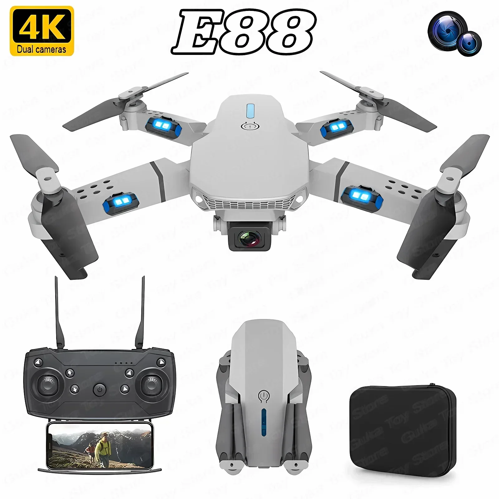 Drone Camera 4K - E88 Pro WIFI FPV Дрон Широкоугольный